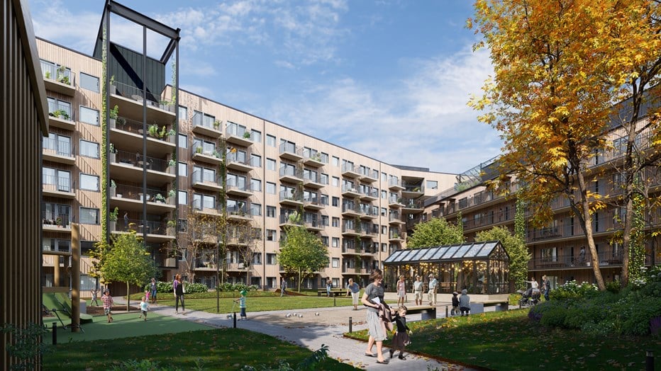 Byggarbetsplats för Lilla Backa-projektet, där Skanska använder Plastonit kanalplast för att skapa hållbara och effektiva lösningar för infrastruktur och byggnation.